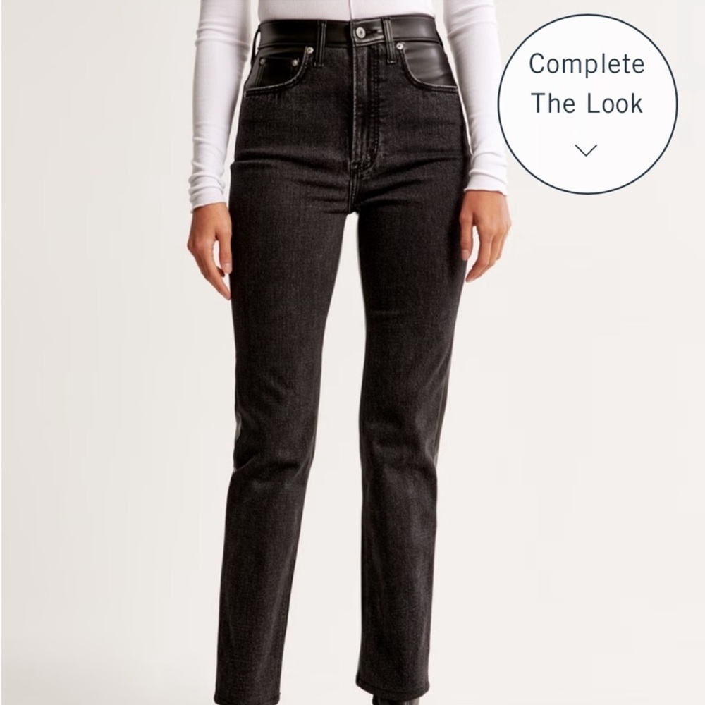 NWOT Abercrombie leather and denim pants size 30